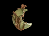 Chrysoprase Moon Pendant Copper Wrapped