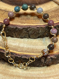 Fancy Jasper Gold Plated Bracelet with Clasp