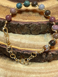 Fancy Jasper Gold Plated Bracelet with Clasp