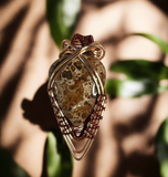 Rose Gold and Burgundy Wrapped Jasper Pendant