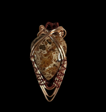 Rose Gold and Burgundy Wrapped Jasper Pendant